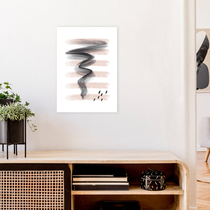 Dalia Chalk Pink Lines Black Storm  Art Print by Pixy Paper A2 Black Frame