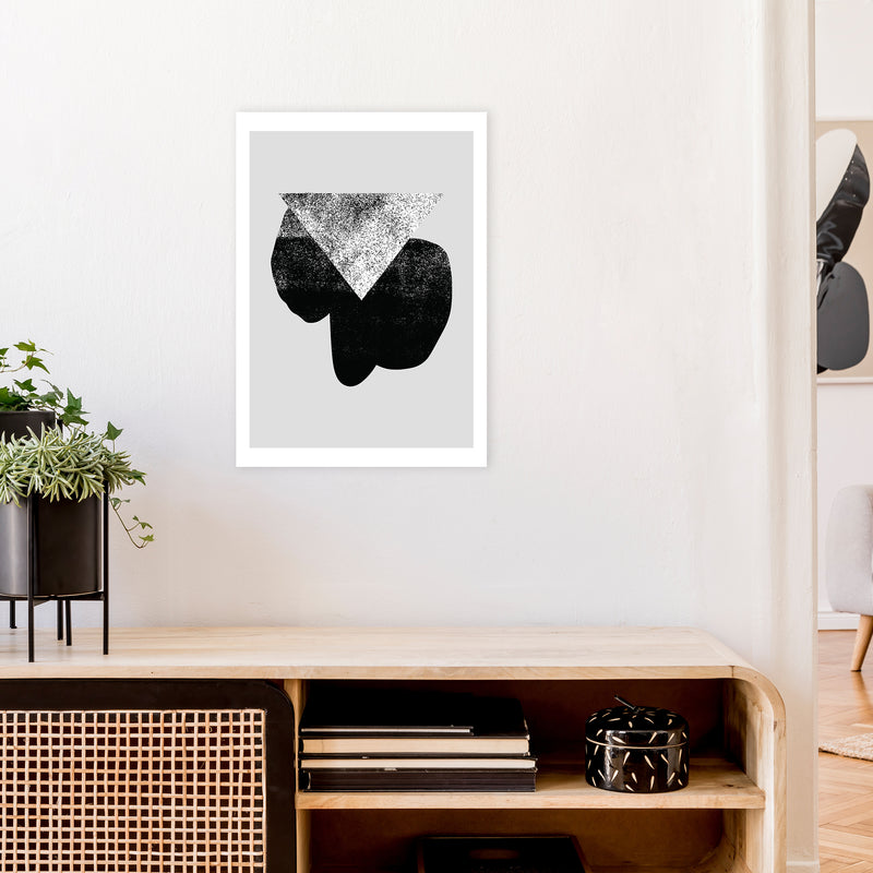Graffiti Black And Grey Triangle  Art Print by Pixy Paper A2 Black Frame