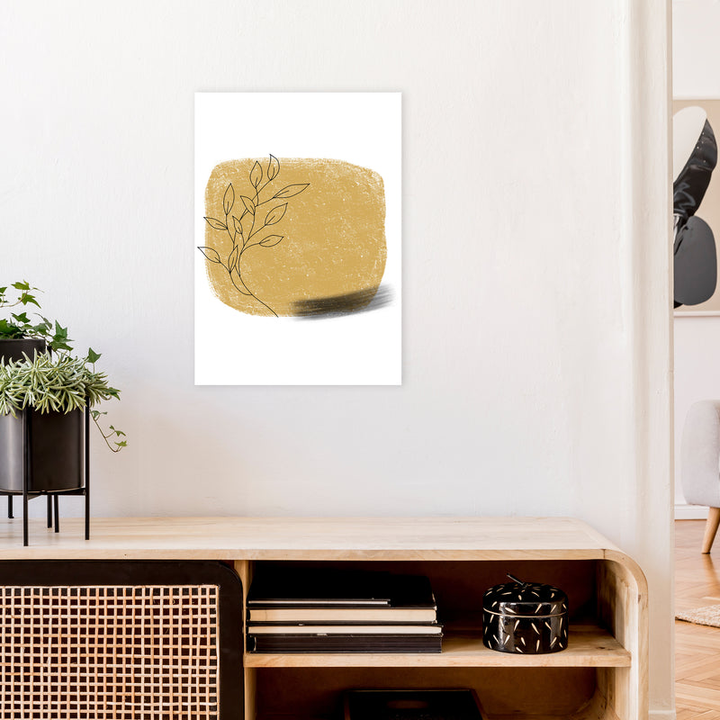 Dalia Chalk Gold Floral Square  Art Print by Pixy Paper A2 Black Frame