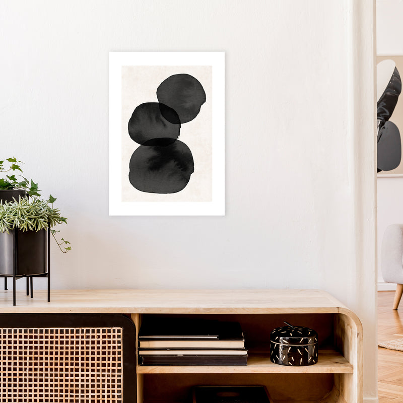 Nude And Pearl Stacked Stones  Art Print by Pixy Paper A2 Black Frame
