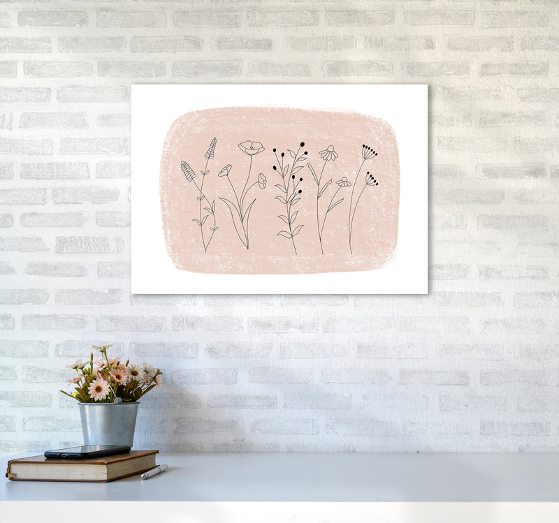 Dalia Chalk Landscape Floral  Art Print by Pixy Paper A2 Black Frame