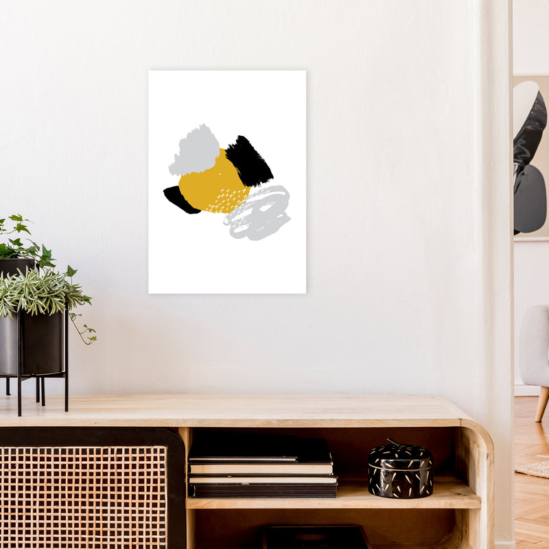 Mismatch Mustard And Black  Art Print by Pixy Paper A2 Black Frame