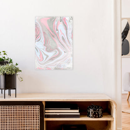 Liquid Mix Stone And Pink  Art Print by Pixy Paper A2 Black Frame