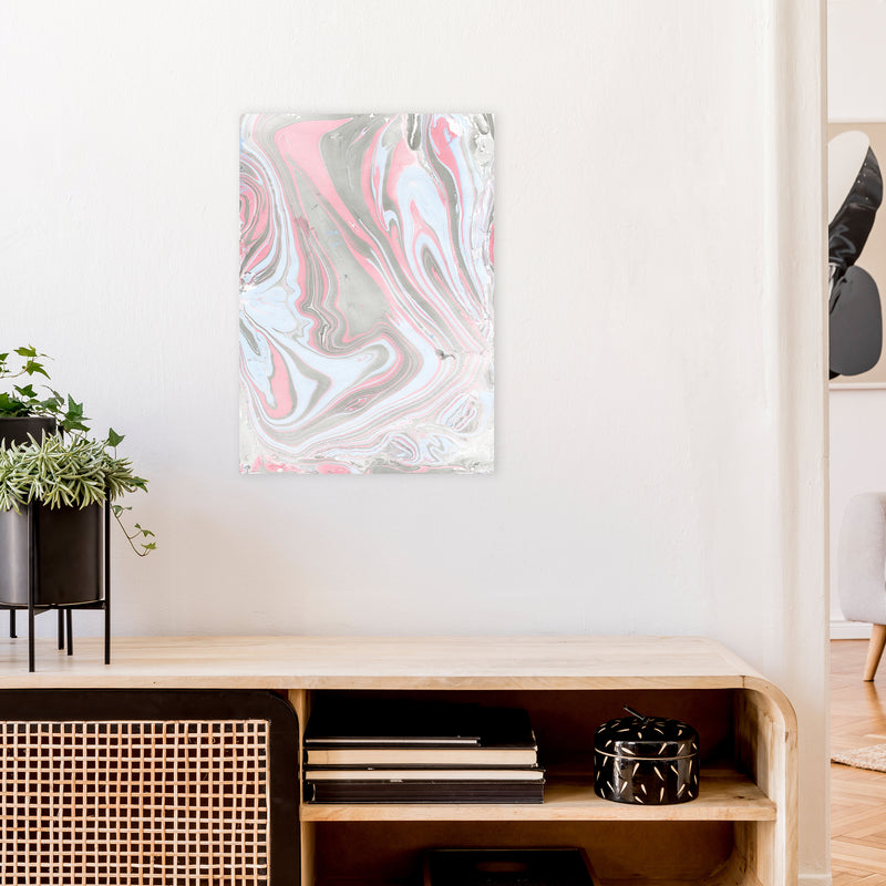 Liquid Mix Stone And Pink  Art Print by Pixy Paper A2 Black Frame