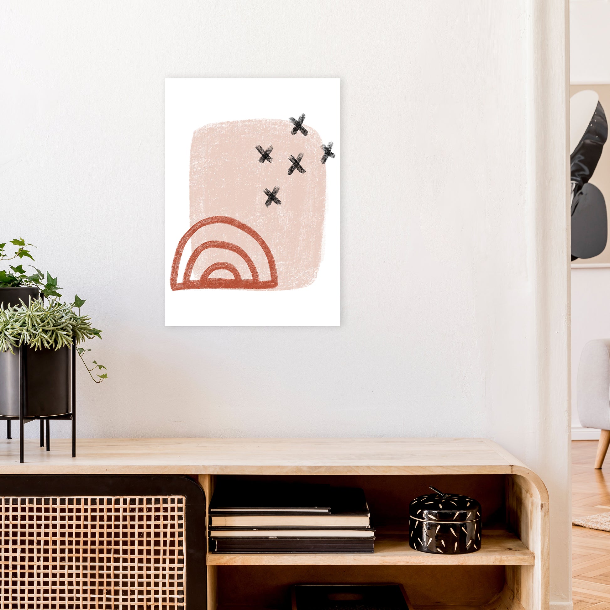 Dalia Chalk Red Rainbow  Art Print by Pixy Paper A2 Black Frame