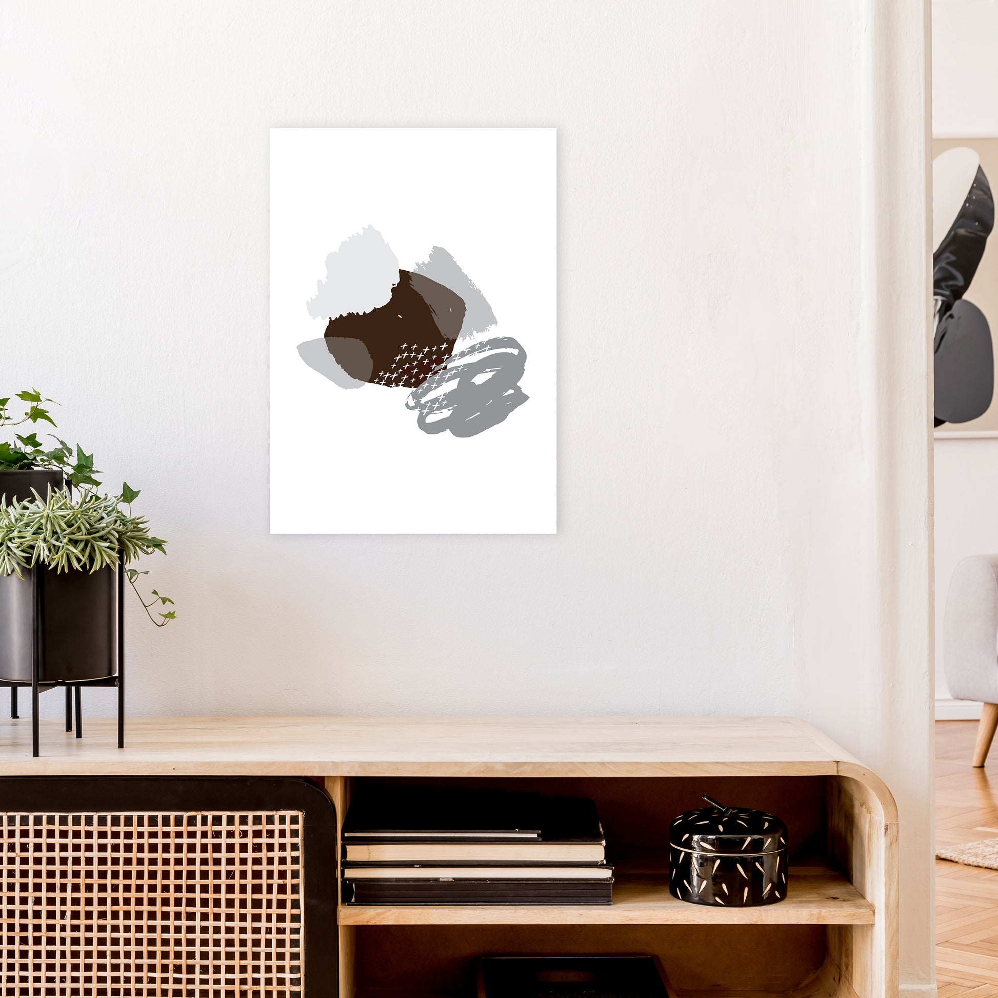 Mismatch Grey And Black  Art Print by Pixy Paper A2 Black Frame