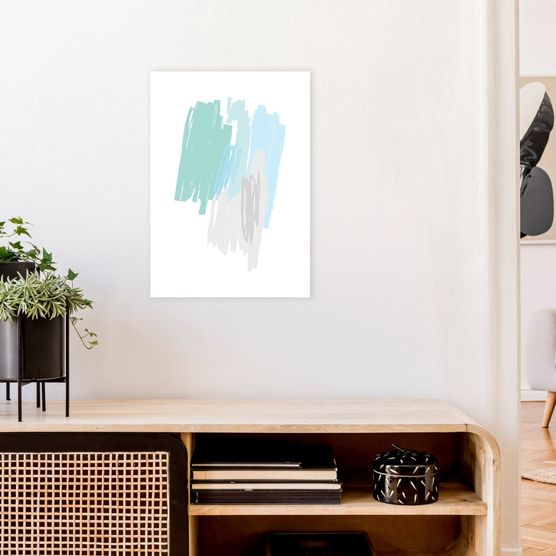 Mint Scribbles Drawings  Art Print by Pixy Paper A2 Black Frame