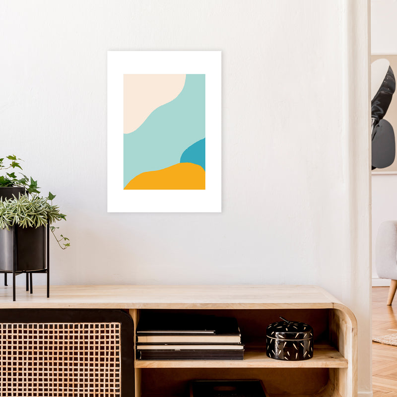 Mita Teal Abstract N18  Art Print by Pixy Paper A2 Black Frame