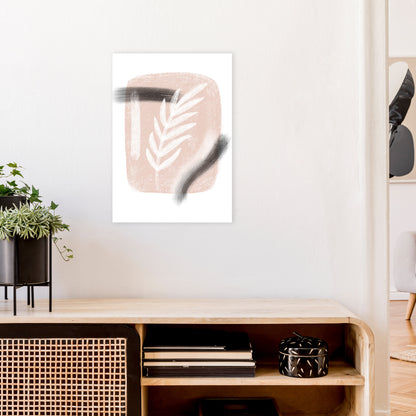 Dalia Chalk White Leaf  Art Print by Pixy Paper A2 Black Frame