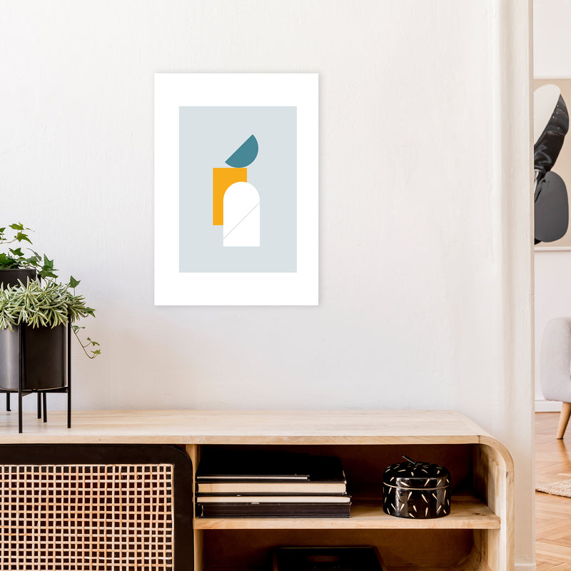 Mita Teal Abstract N10  Art Print by Pixy Paper A2 Black Frame