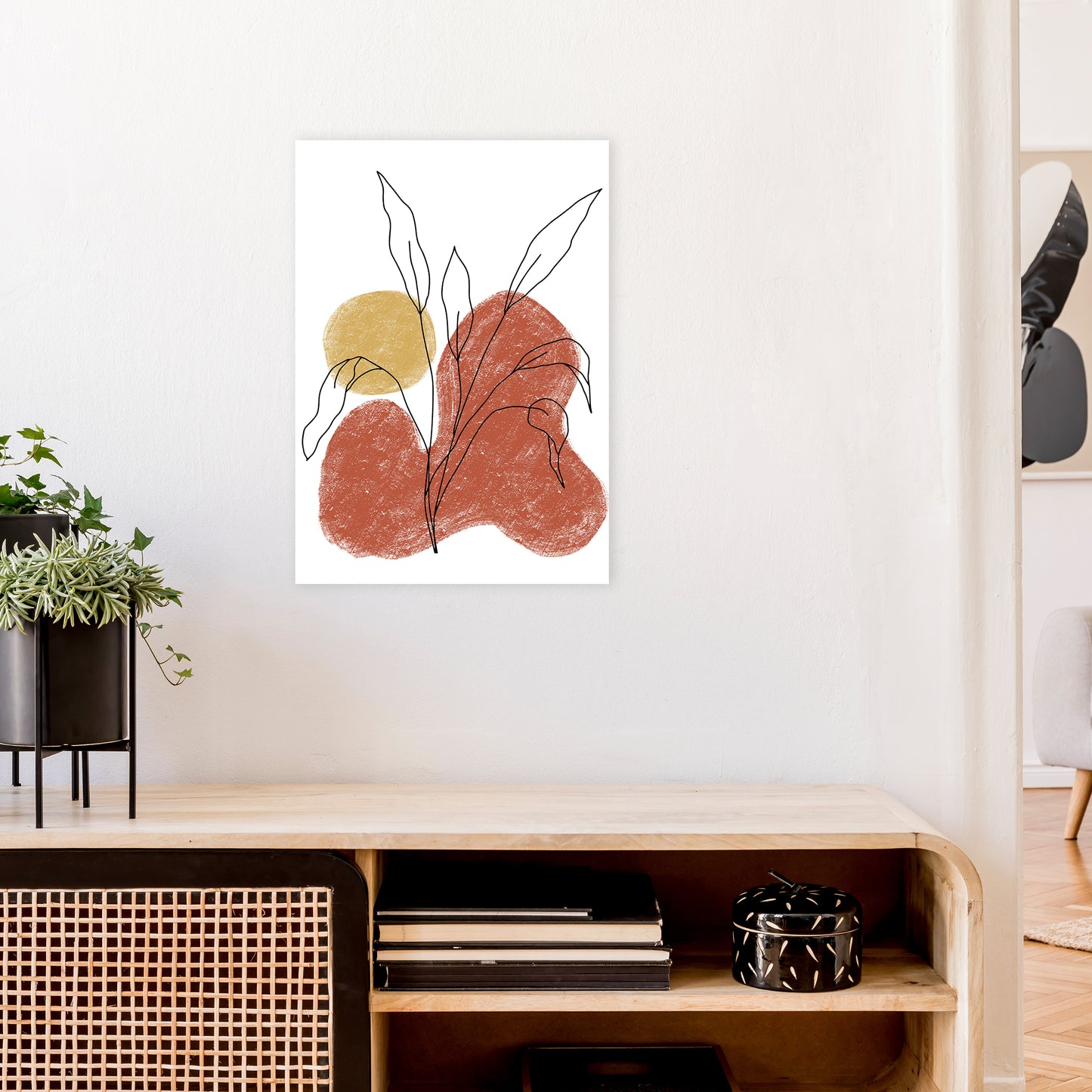 Dalia Chalk Red Floral  Art Print by Pixy Paper A2 Black Frame