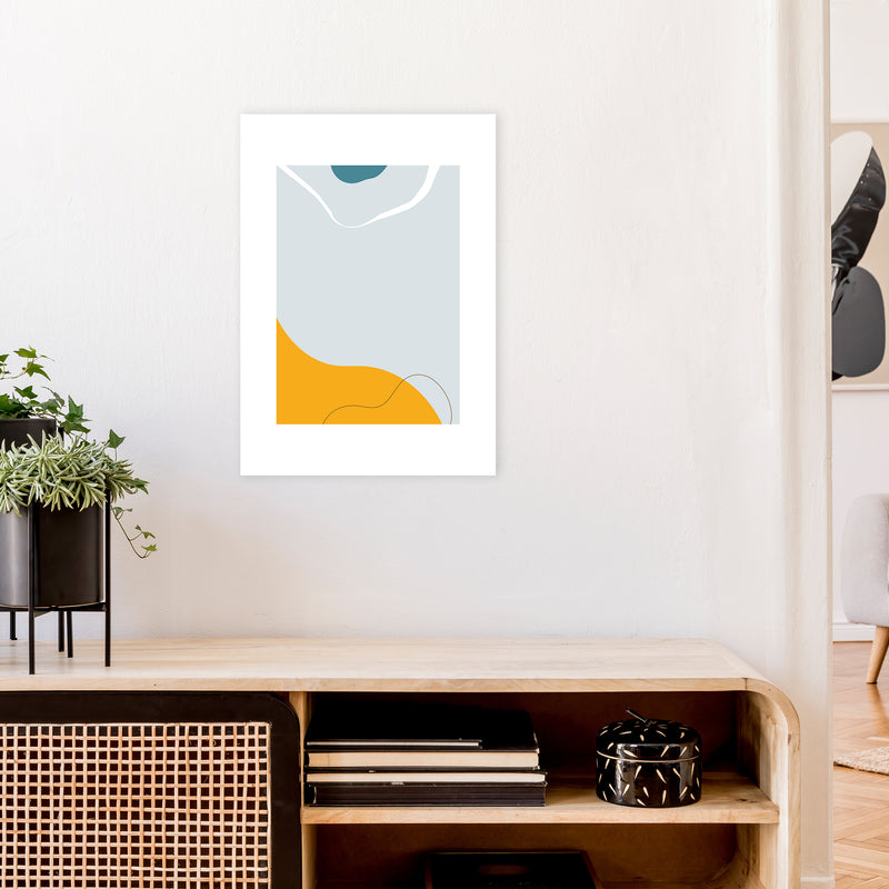 Mita Teal Abstract N21  Art Print by Pixy Paper A2 Black Frame