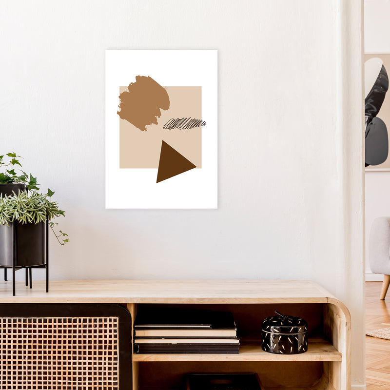 Square Mismatch Taupe  Art Print by Pixy Paper A2 Black Frame