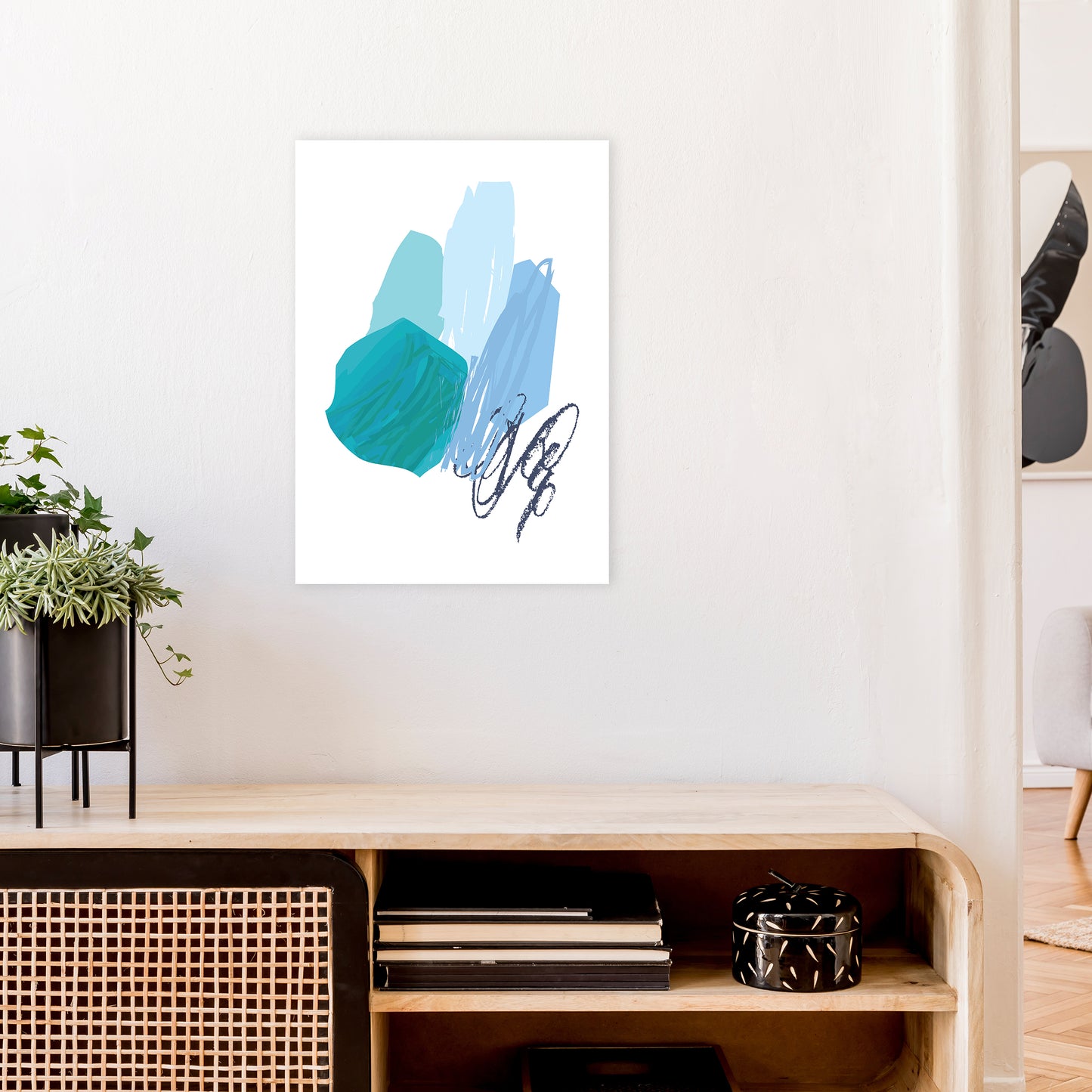 Blue Palette Drawings  Art Print by Pixy Paper A2 Black Frame