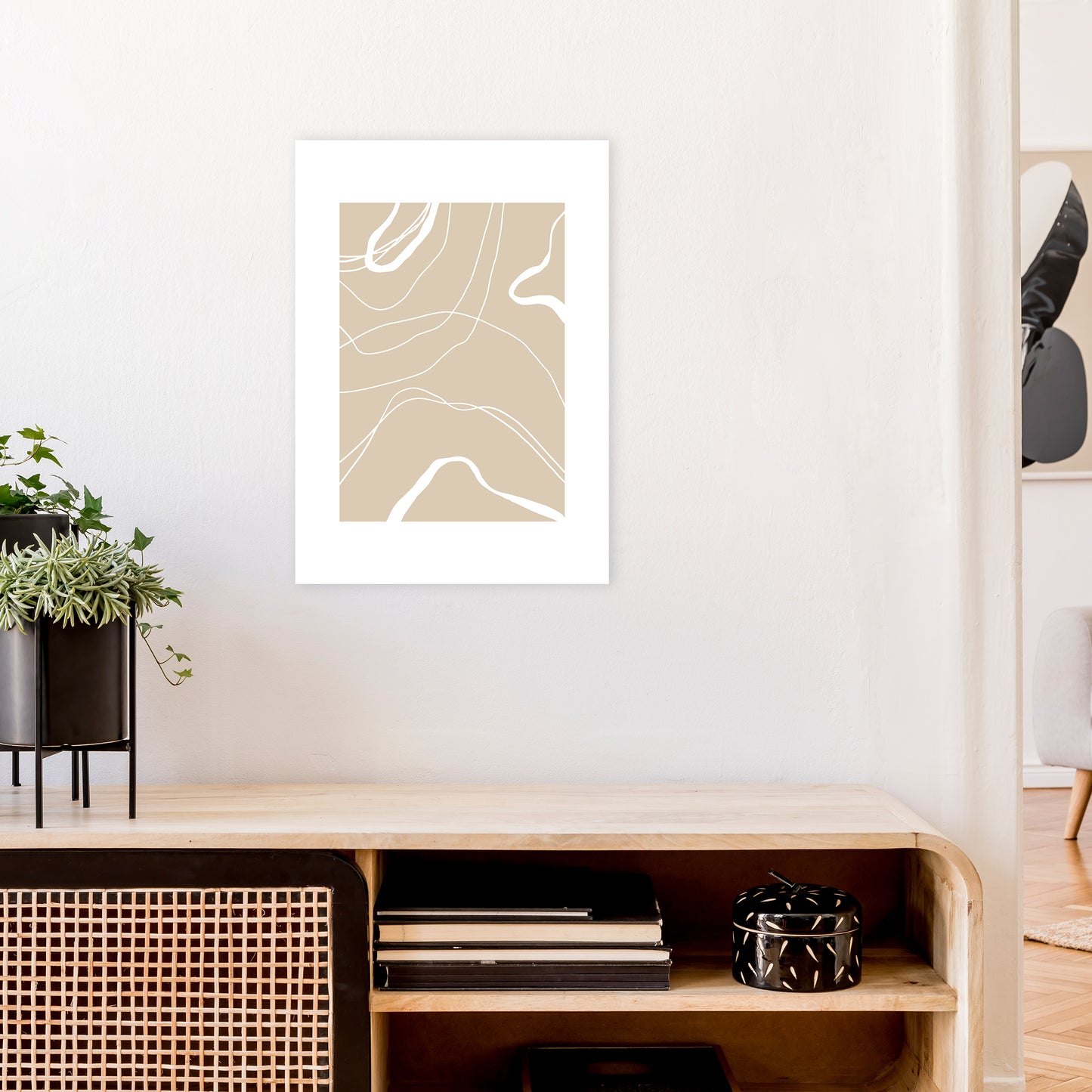 Mica Sand Swirls N24  Art Print by Pixy Paper A2 Black Frame