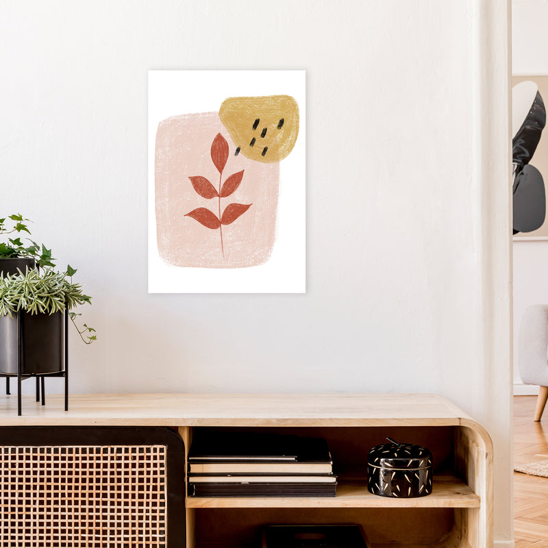 Dalia Chalk Red Leaf  Art Print by Pixy Paper A2 Black Frame
