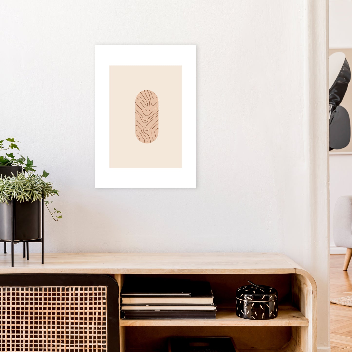 Mica Sand Leaf N12  Art Print by Pixy Paper A2 Black Frame