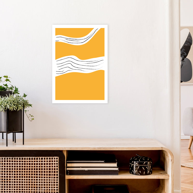 Yellow Lines Neon Funk  Art Print by Pixy Paper A2 Black Frame