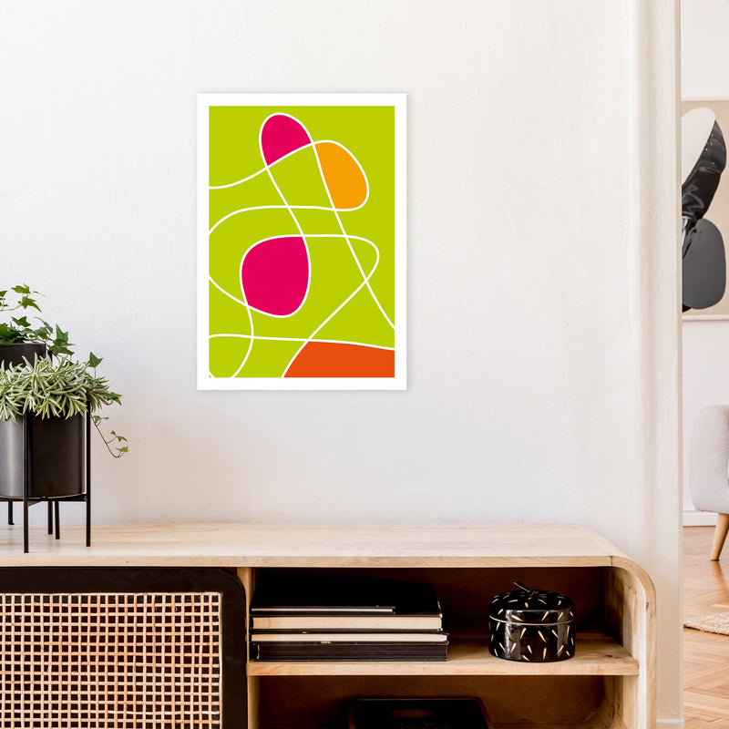 Lime Mess Neon Funk  Art Print by Pixy Paper A2 Black Frame