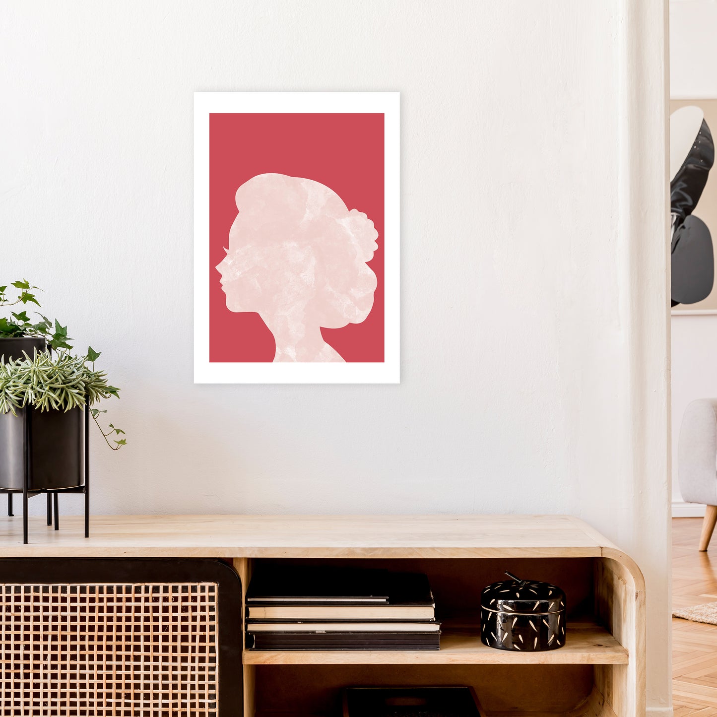 Marble Head Red  Art Print by Pixy Paper A2 Black Frame
