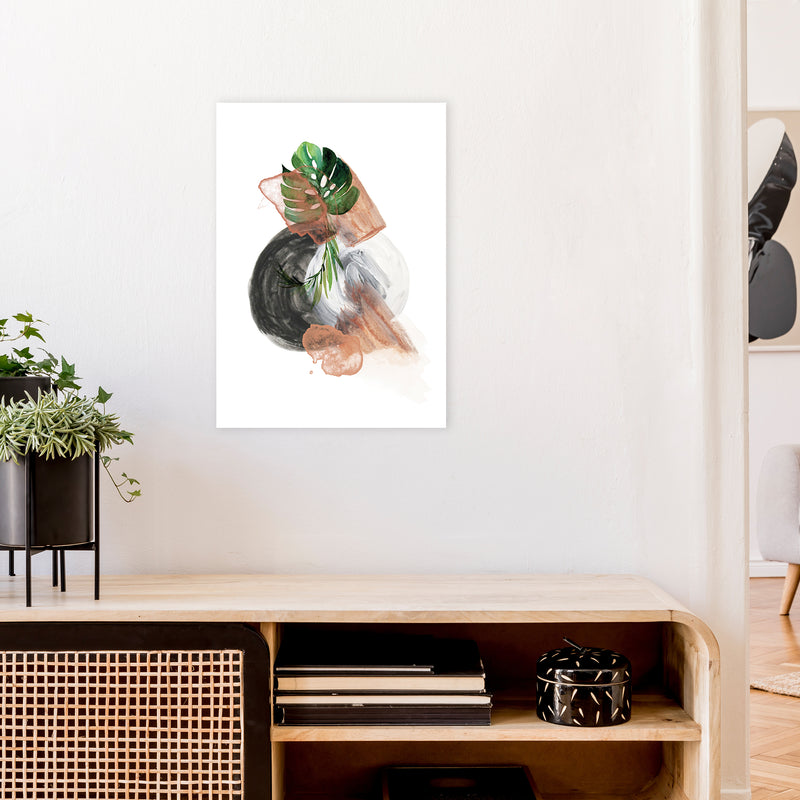 Round Exotic Abstract  Art Print by Pixy Paper A2 Black Frame