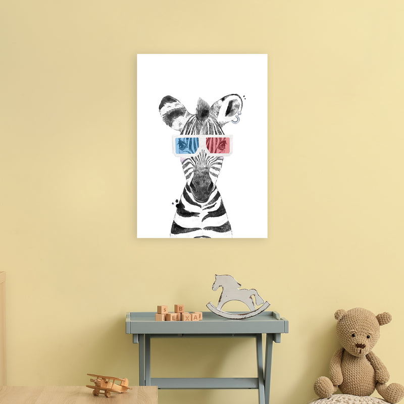 Safari Babies Zebra With Glasses  Art Print by Pixy Paper A2 Black Frame