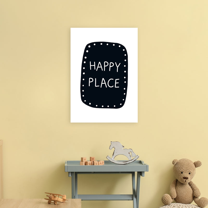 Happy Place Super Scandi Black  Art Print by Pixy Paper A2 Black Frame
