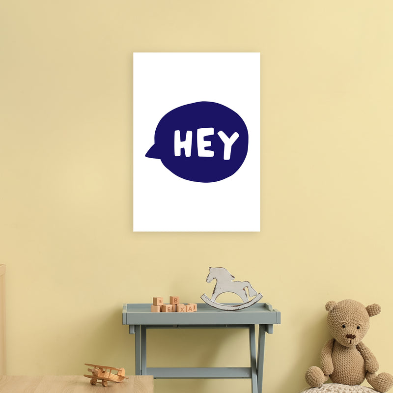 Hey Bubble Navy Super Scandi  Art Print by Pixy Paper A2 Black Frame