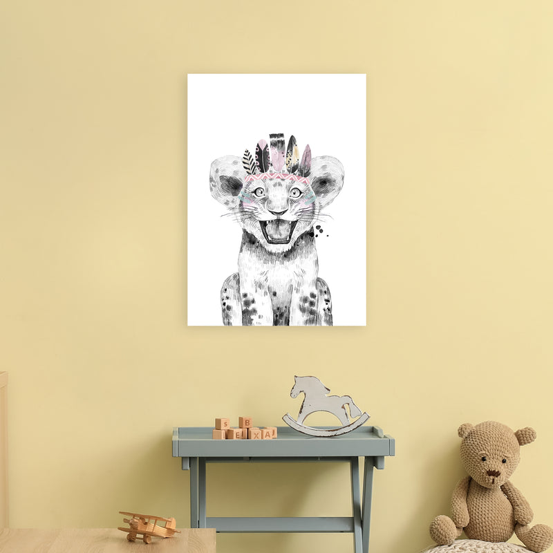 Safari Babies Tiger Feathers  Art Print by Pixy Paper A2 Black Frame