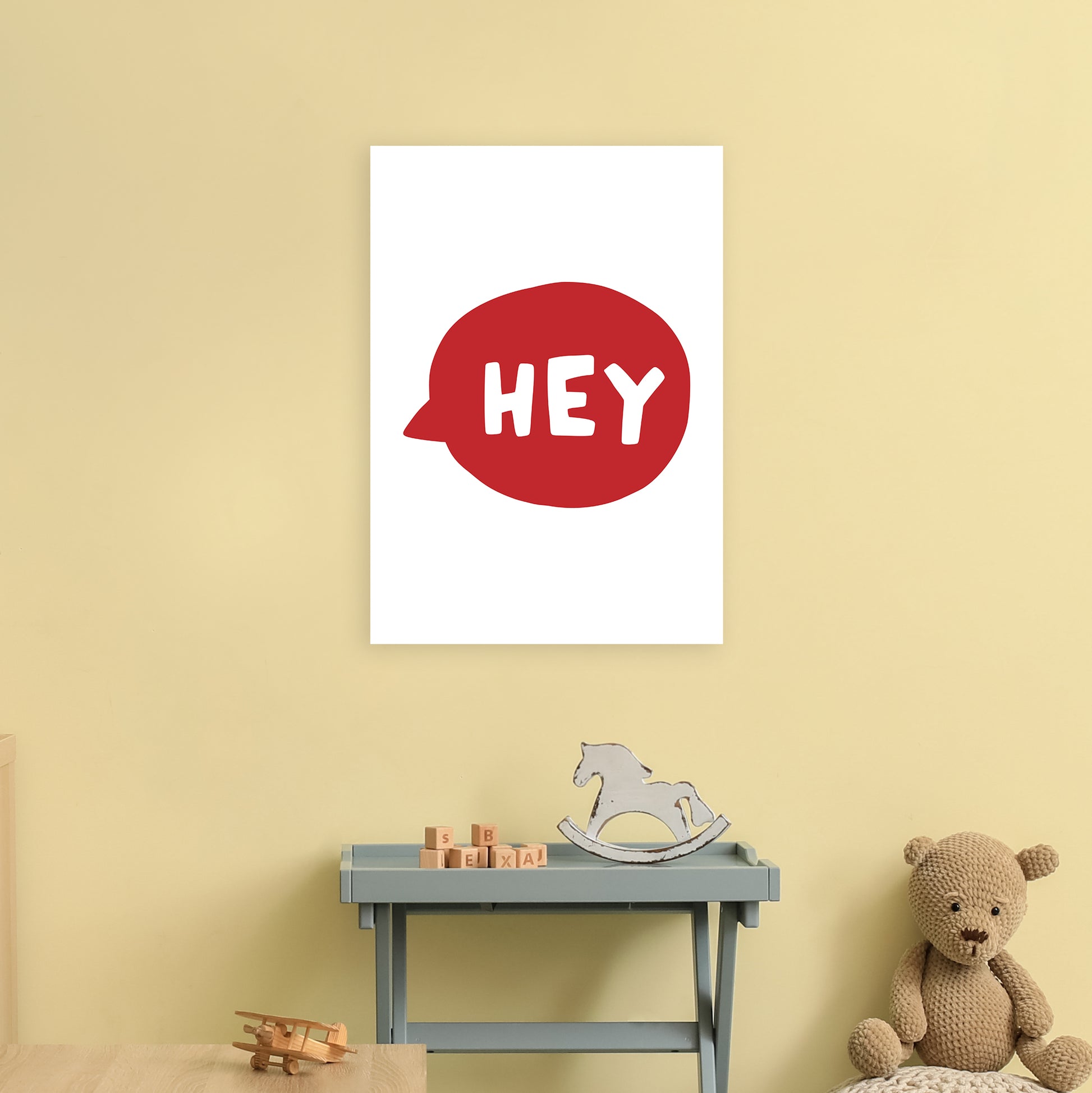 Hey Bubble Red Super Scandi  Art Print by Pixy Paper A2 Black Frame