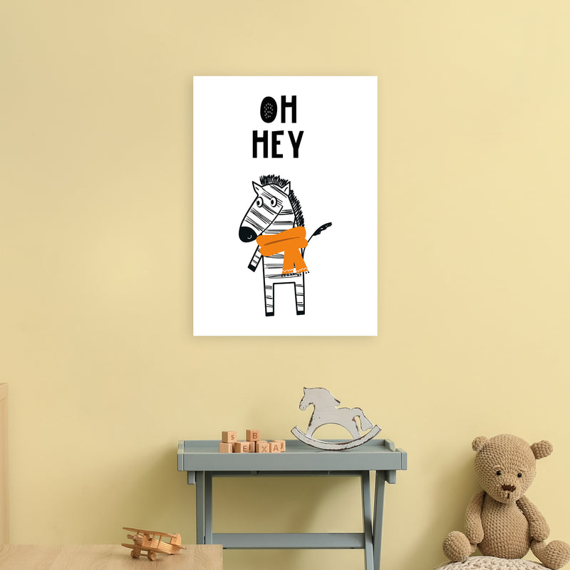Oh Hey Zebra Animal Pop  Art Print by Pixy Paper A2 Black Frame