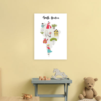 South America Map  Art Print by Pixy Paper A2 Black Frame