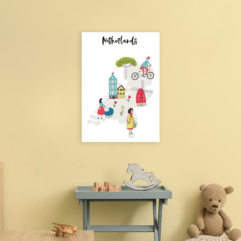 Netherlands Map  Art Print by Pixy Paper A2 Black Frame