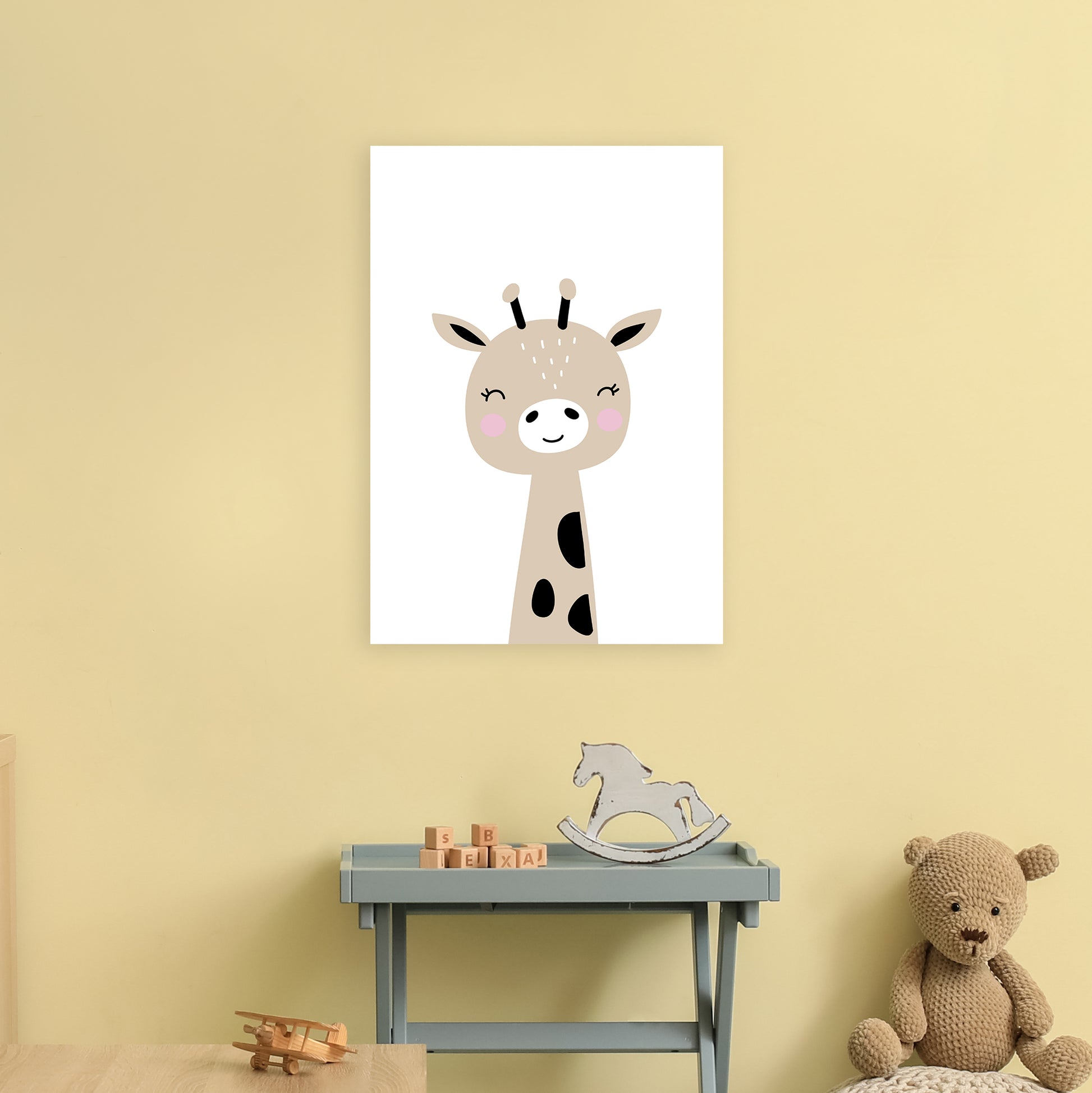 Giraffe Brown  Art Print by Pixy Paper A2 Black Frame
