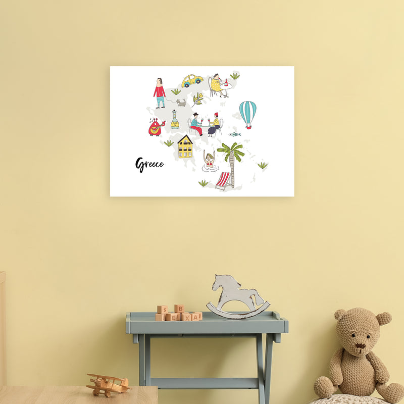 Greece Map  Art Print by Pixy Paper A2 Black Frame