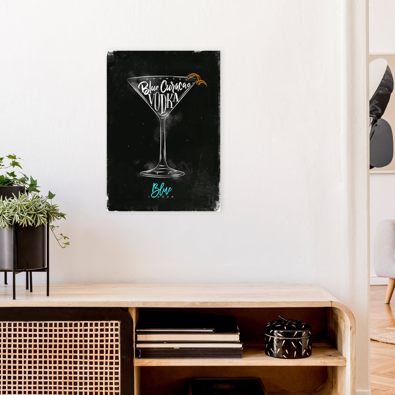 Blue Lagoon Cocktail Black  Art Print by Pixy Paper A2 Black Frame