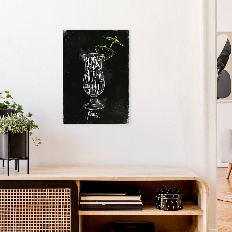 Pina Colada Cocktail Black  Art Print by Pixy Paper A2 Black Frame