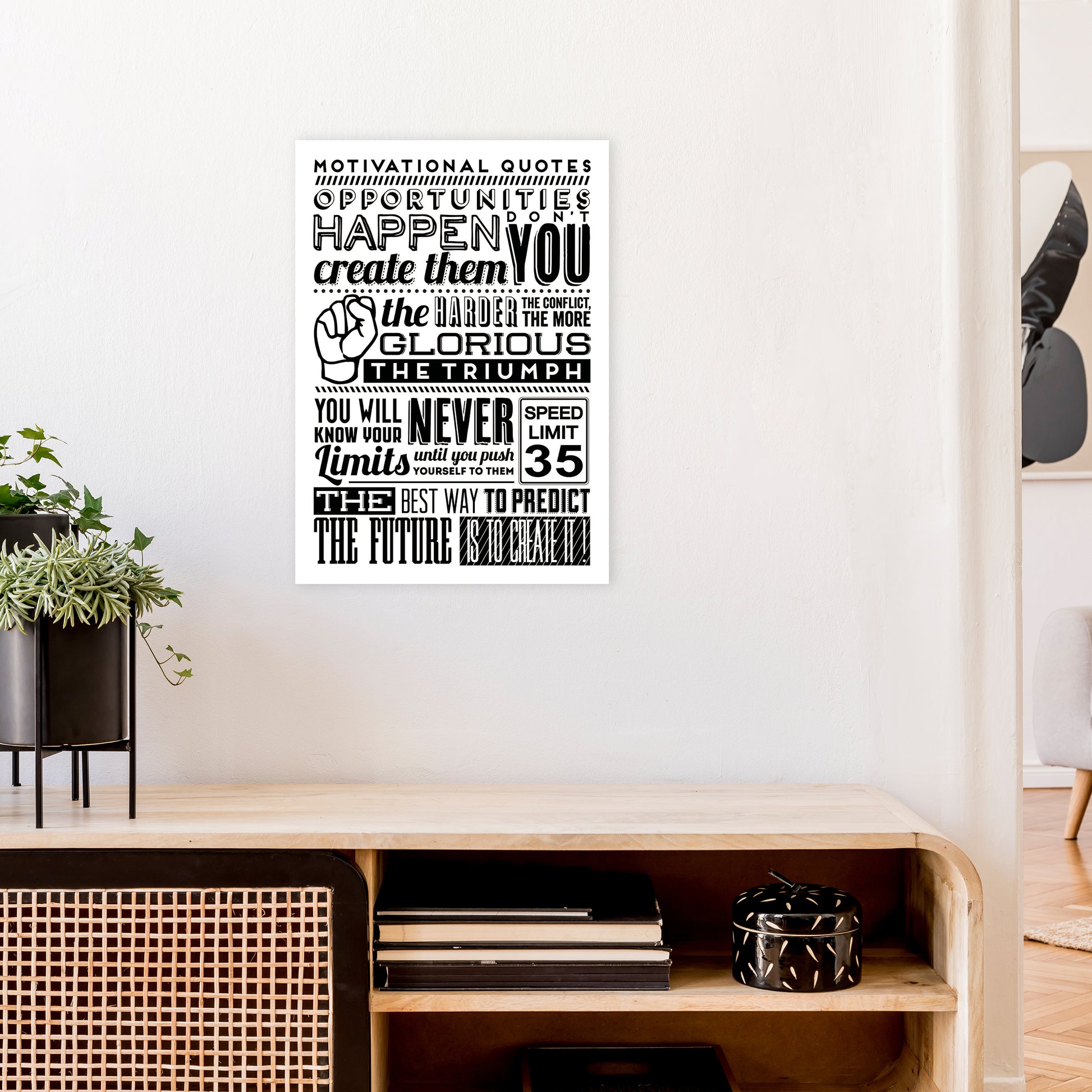 Opportunities Happen Vintage  Art Print by Pixy Paper A2 Black Frame