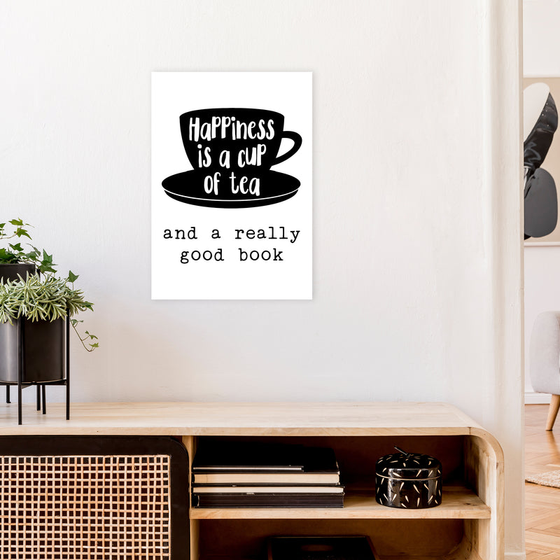 Happiness Is A Cup Of Tea  Art Print by Pixy Paper A2 Black Frame