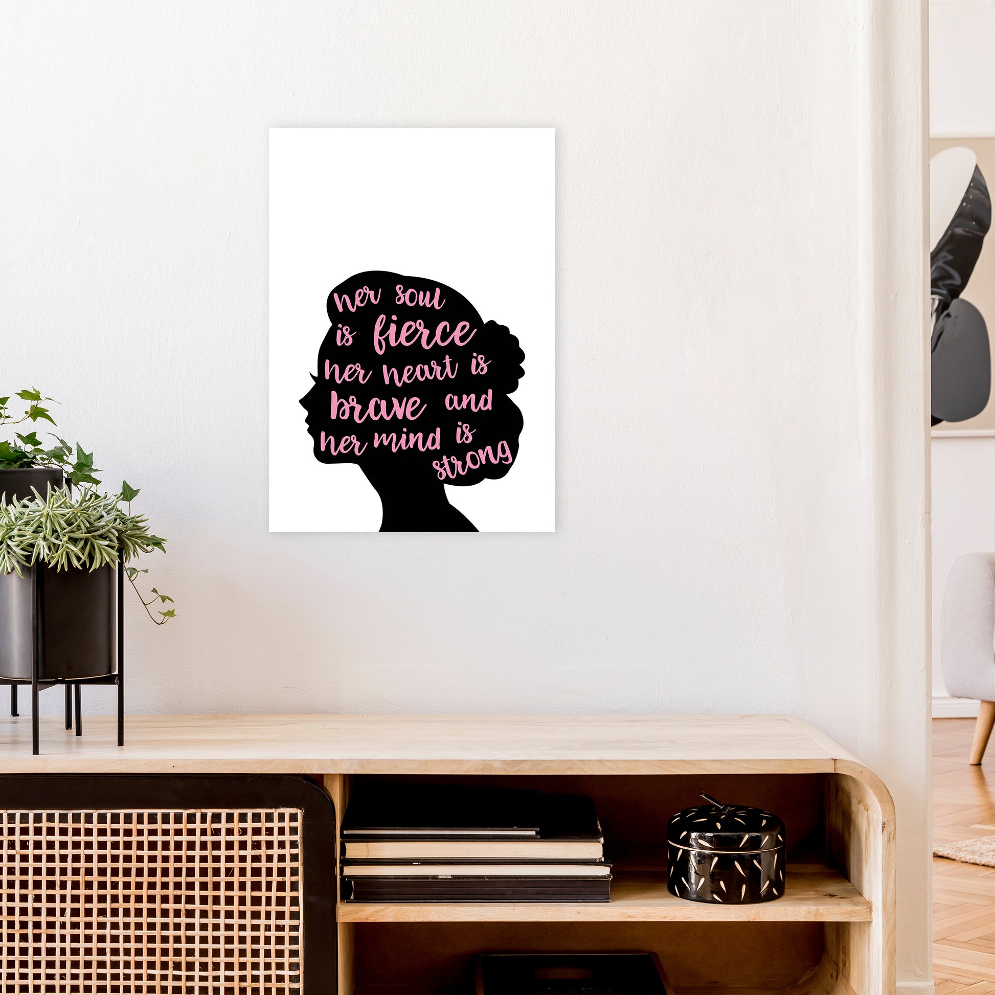 Her Soul Is Fierce Pink  Art Print by Pixy Paper A2 Black Frame