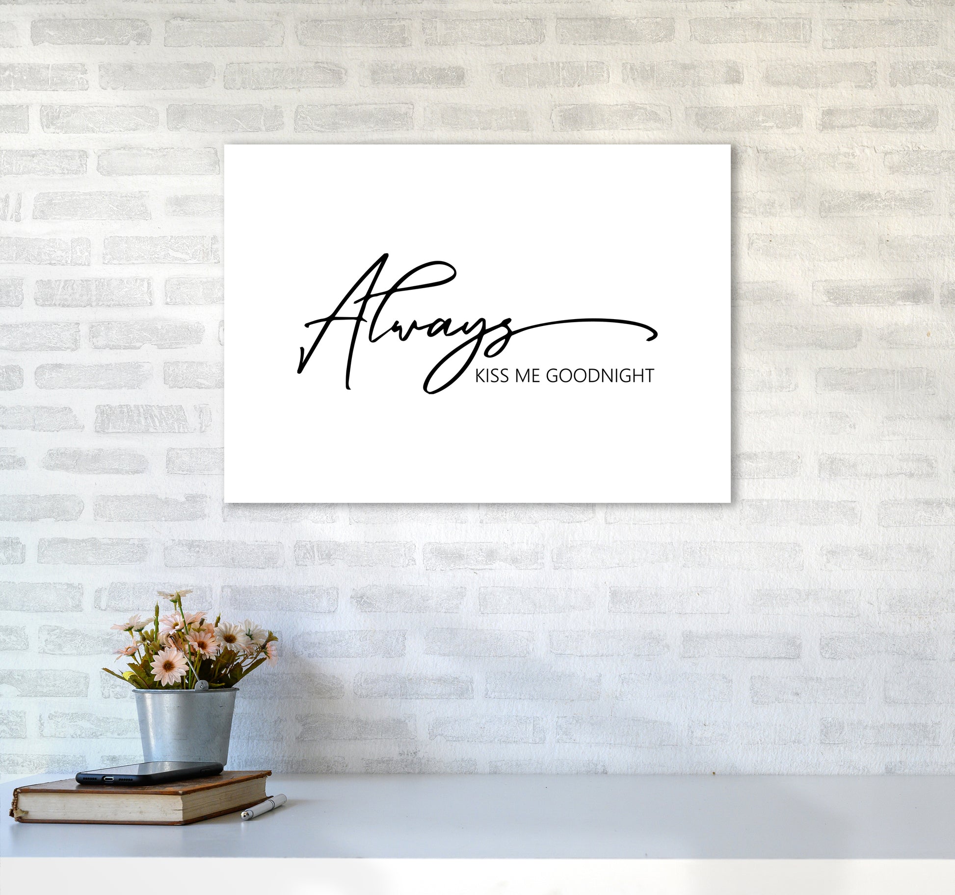 Always Kiss Me Goodnight  Art Print by Pixy Paper A2 Black Frame