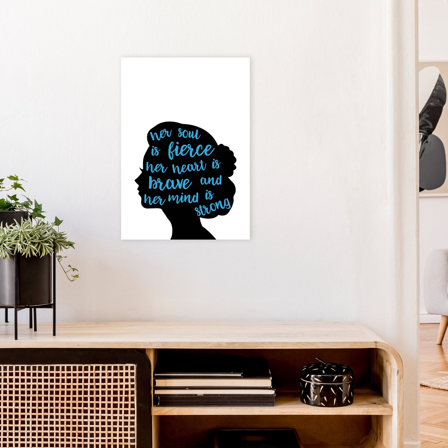 Her Soul Is Fierce Blue  Art Print by Pixy Paper A2 Black Frame