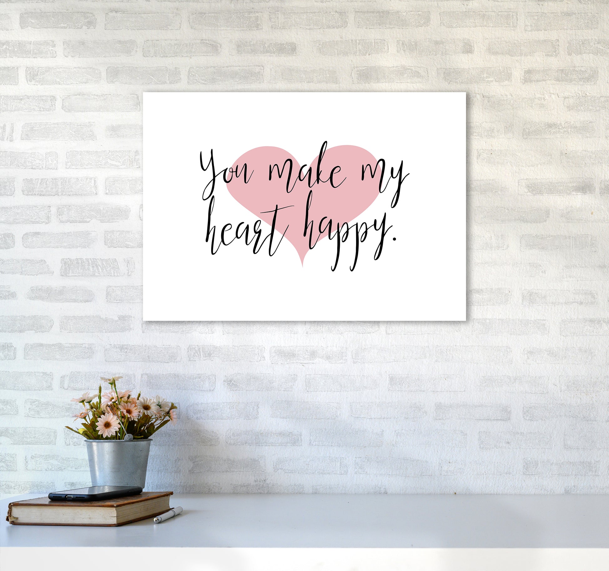 You Make My Heart Happy  Art Print by Pixy Paper A2 Black Frame