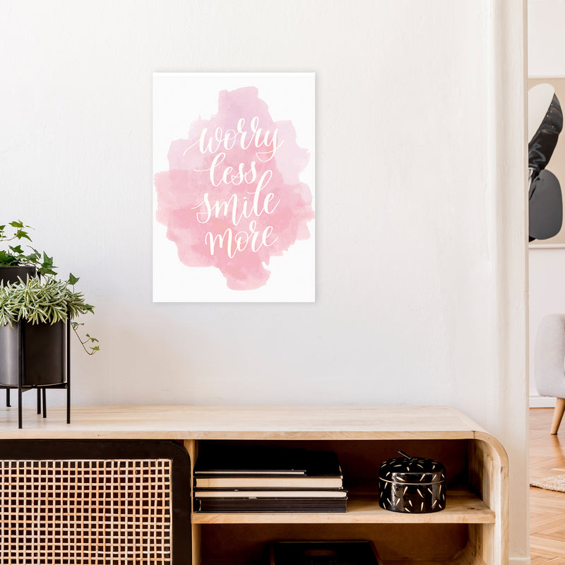 Worry Less Smile More  Art Print by Pixy Paper A2 Black Frame