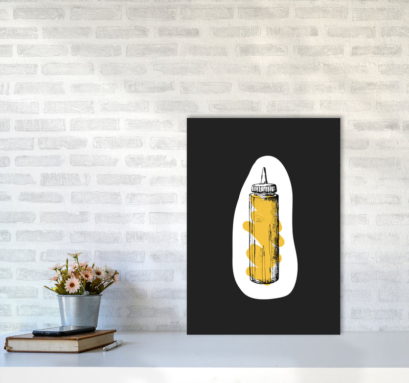 Kitchen Pop Mustard Off Black Art Print by Pixy Paper A2 Black Frame