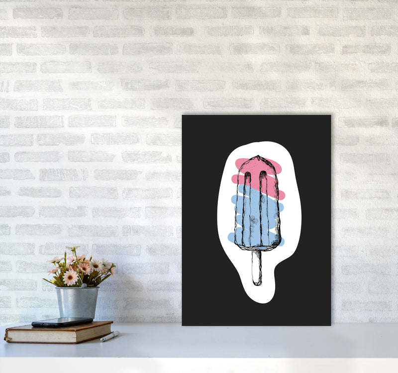 Kitchen Pop Ice Lolly Off Black Art Print by Pixy Paper A2 Black Frame