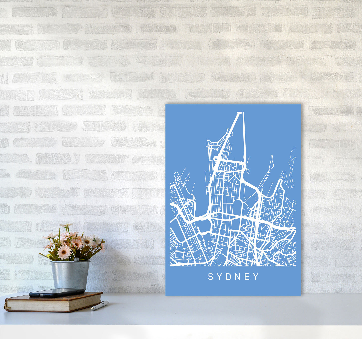 Sydney Map Blueprint Art Print by Pixy Paper A2 Black Frame