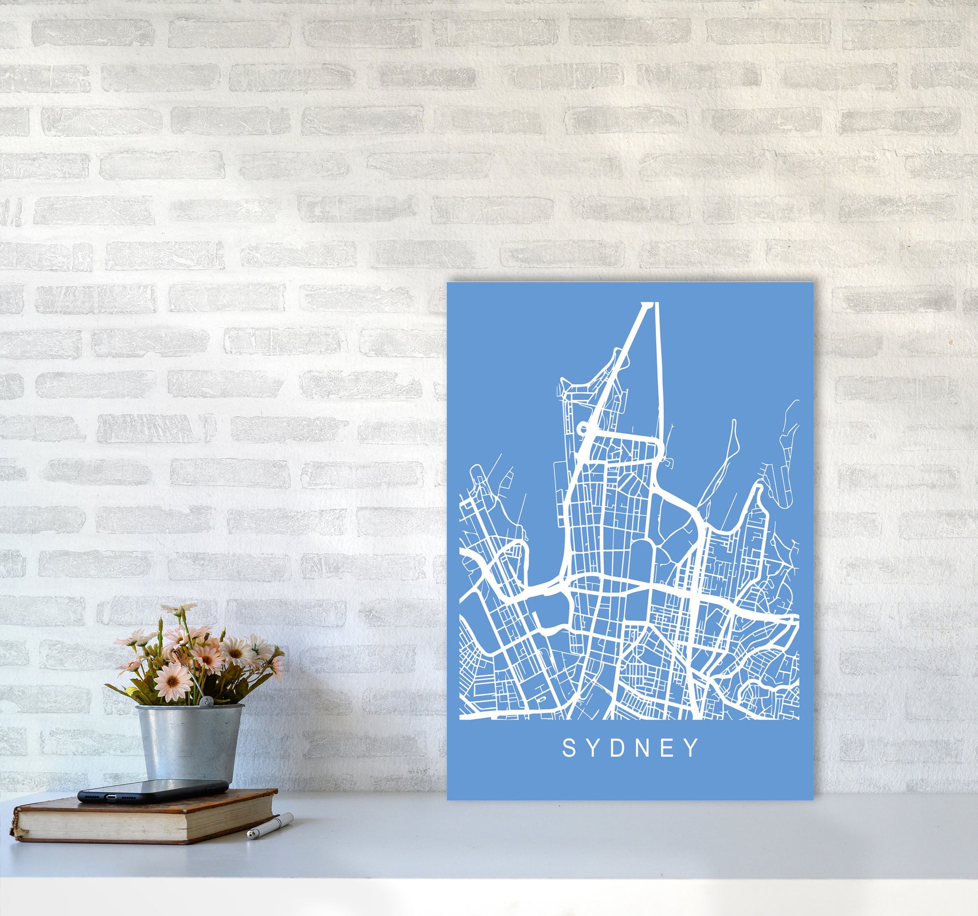 Sydney Map Blueprint Art Print by Pixy Paper A2 Black Frame