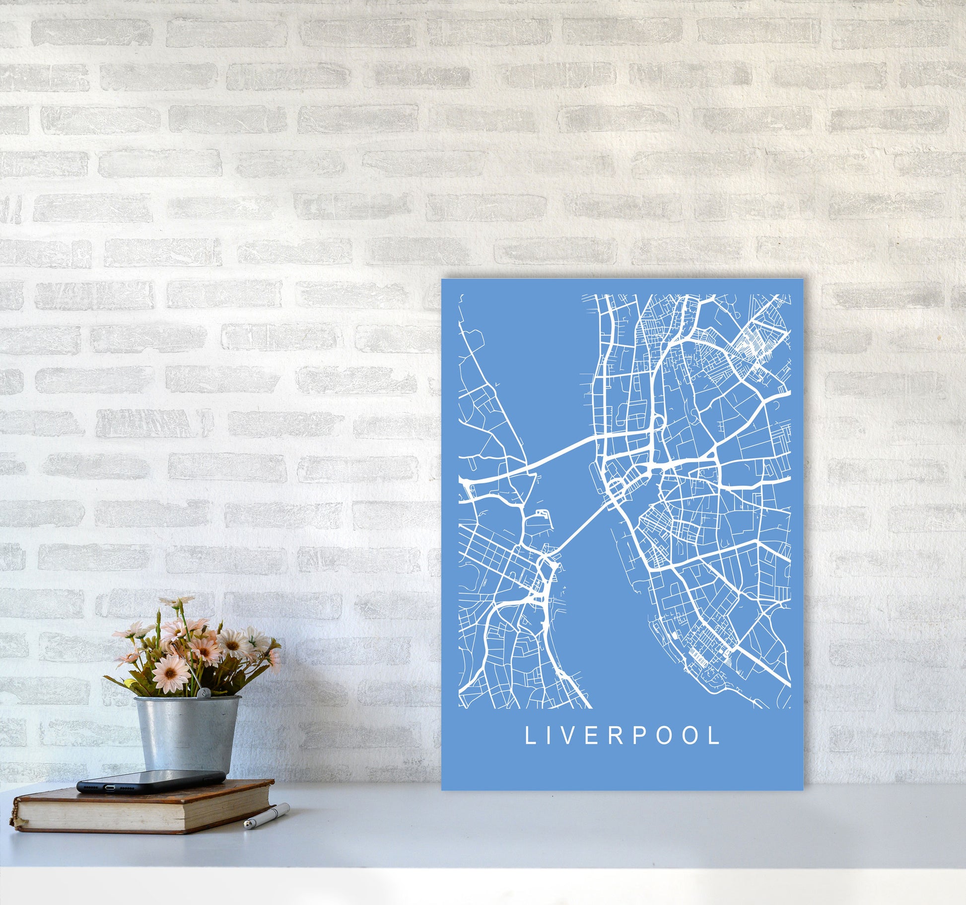 Liverpool Map Blueprint Art Print by Pixy Paper A2 Black Frame