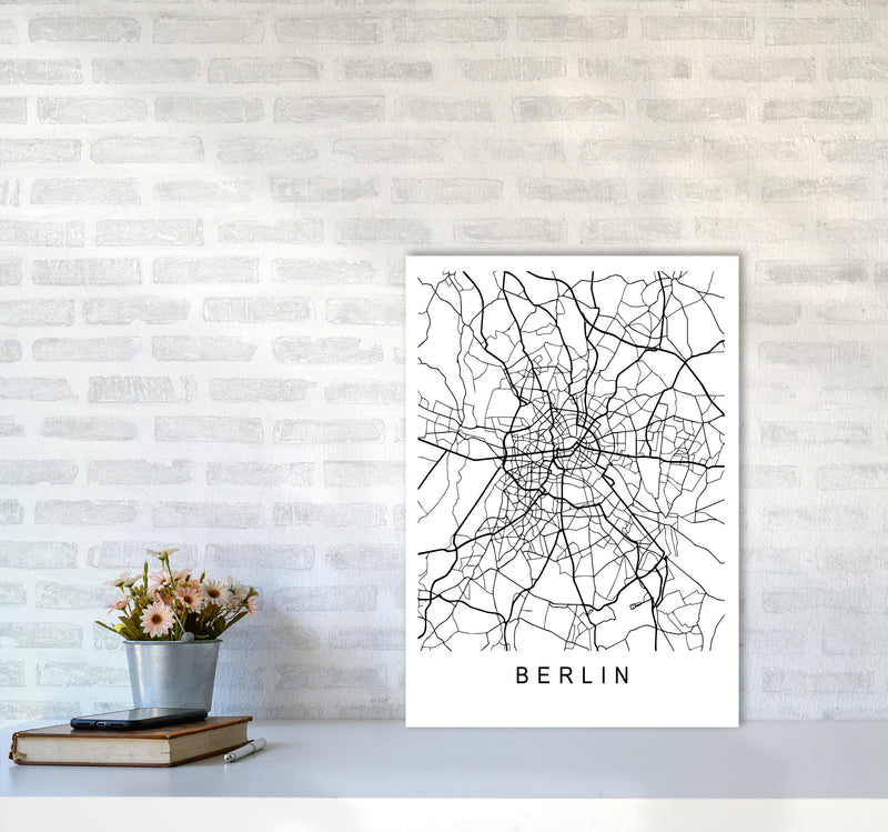 Berlin Map Art Print by Pixy Paper A2 Black Frame